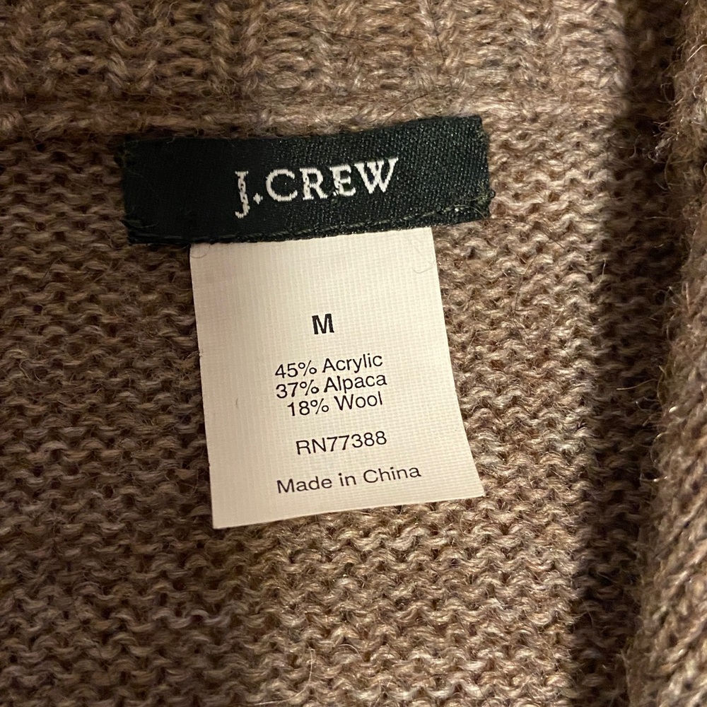 J.Crew alpaca wool collared  open-front brown/taupe cardigan sweater M - Picture 3 of 16